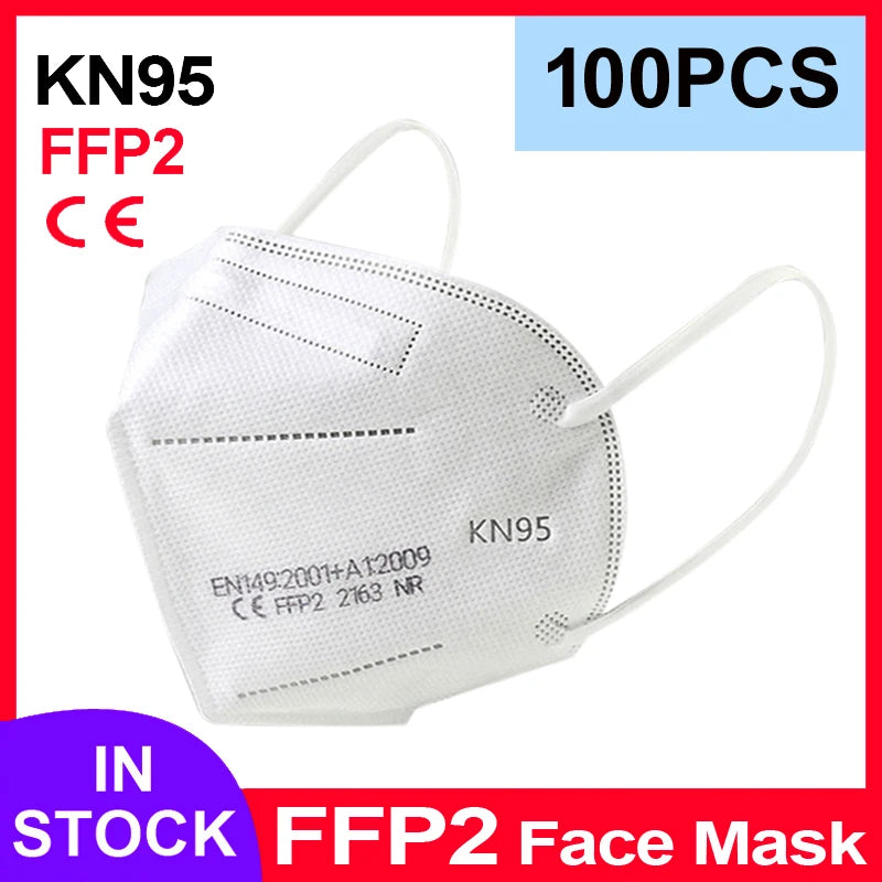 Disposable KN95 Face Masks 5 Layers FFP2 CE Approved - 50/100/200 Pcs