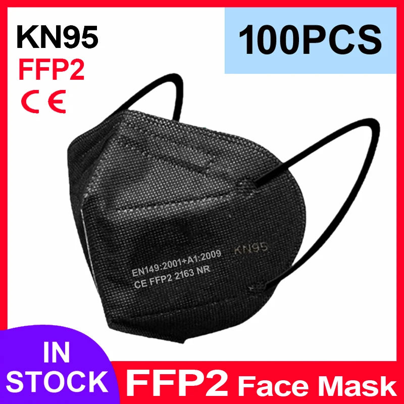 Disposable KN95 Face Masks 5 Layers FFP2 CE Approved - 50/100/200 Pcs