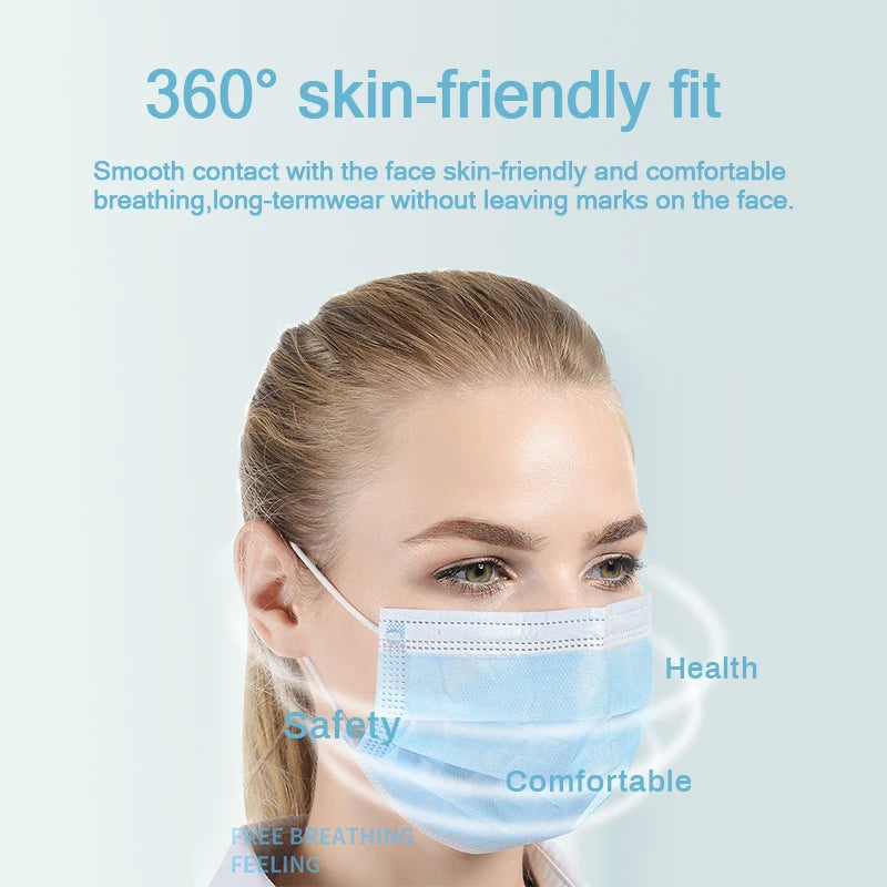 Disposable Medical Face Mask 3 Layers (Pink/Blue/Black/White) - 50/100/200 Pcs