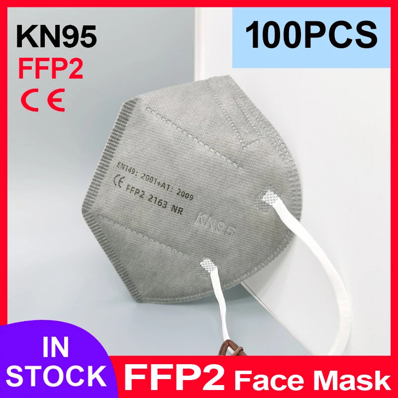 Disposable KN95 Face Masks 5 Layers FFP2 CE Approved - 50/100/200 Pcs