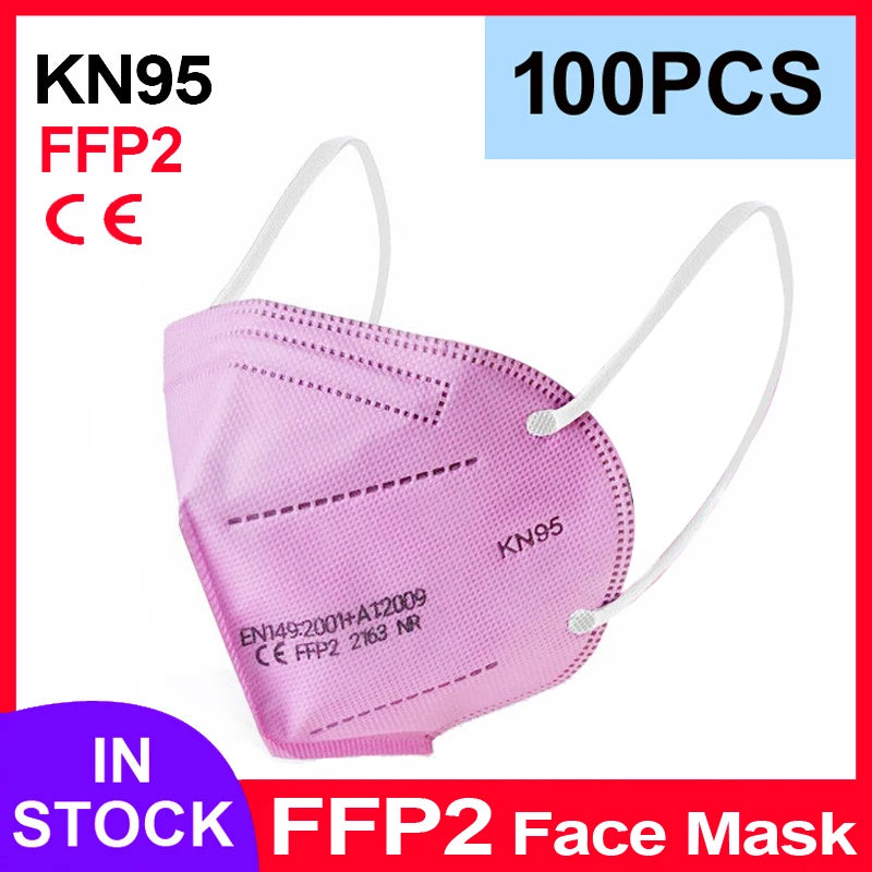 Disposable KN95 Face Masks 5 Layers FFP2 CE Approved - 50/100/200 Pcs