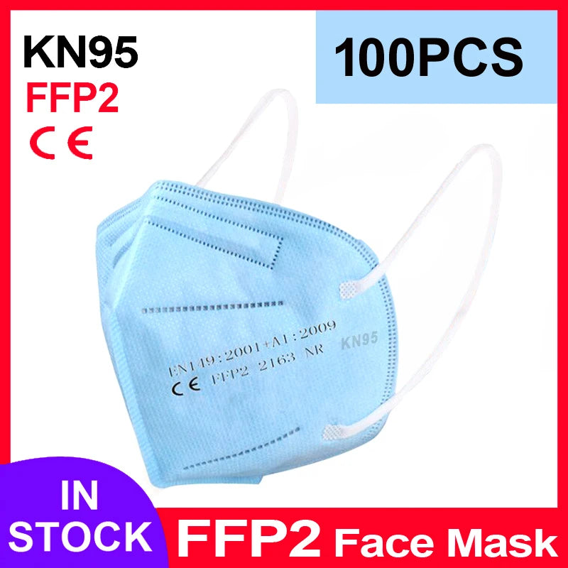Disposable KN95 Face Masks 5 Layers FFP2 CE Approved - 50/100/200 Pcs