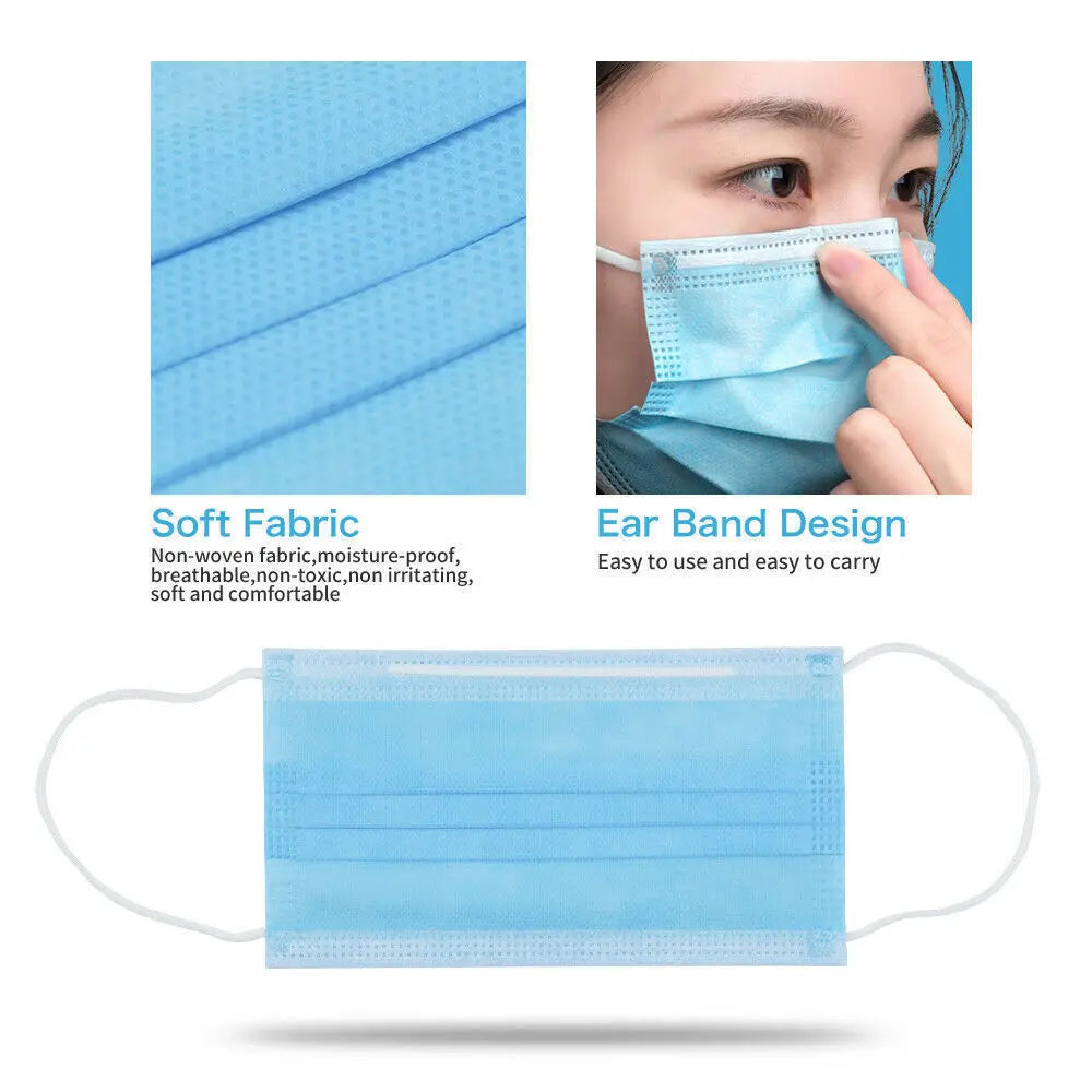 Disposable Medical Face Mask 3 Layers (Pink/Blue/Black/White) - 50/100/200 Pcs