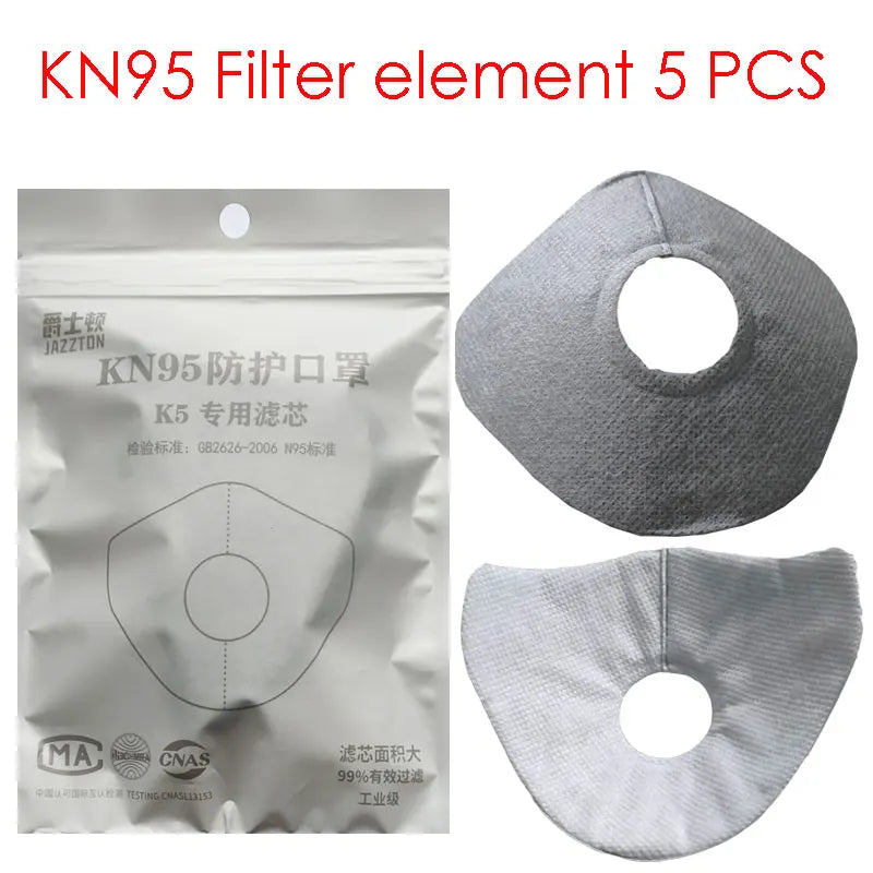 Silicone KN95 Protective Face Mask Unisex 5 layers PM2.5 Replaceable - 1 Pc
