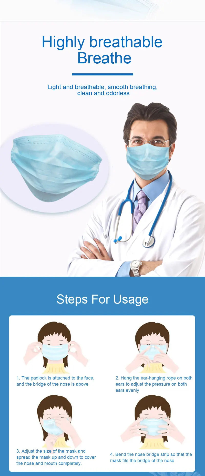 Disposable Medical Face Mask 3 Layers (Pink/Blue/Black/White) - 50/100/200 Pcs