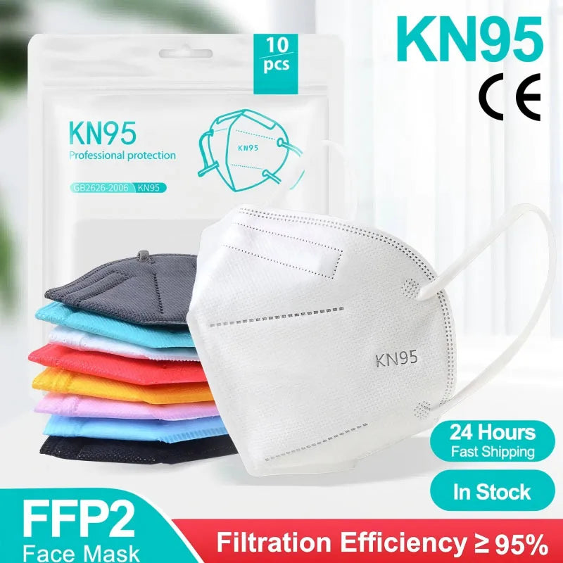 FFP2 KN95 Filter 5 Layers Disposable Face Mask (10/50/100/200 Pcs)