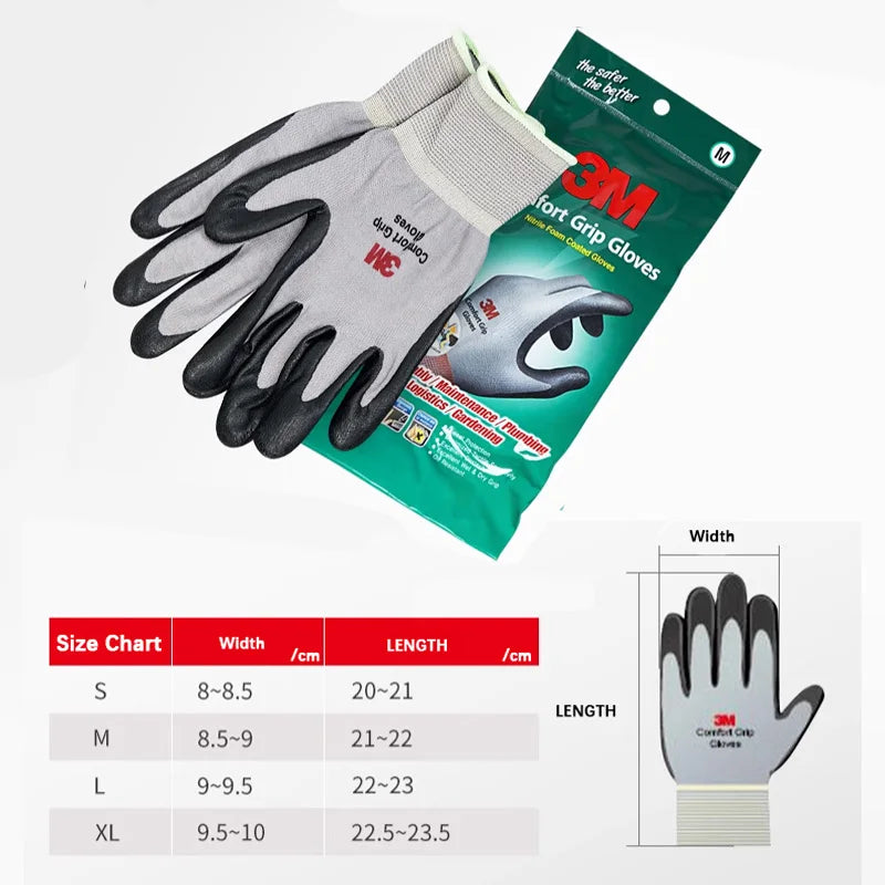3M Protective Industrial Gloves Wear-resistant, non-slip Work Gloves, Nitrile Coated for Safety Protection