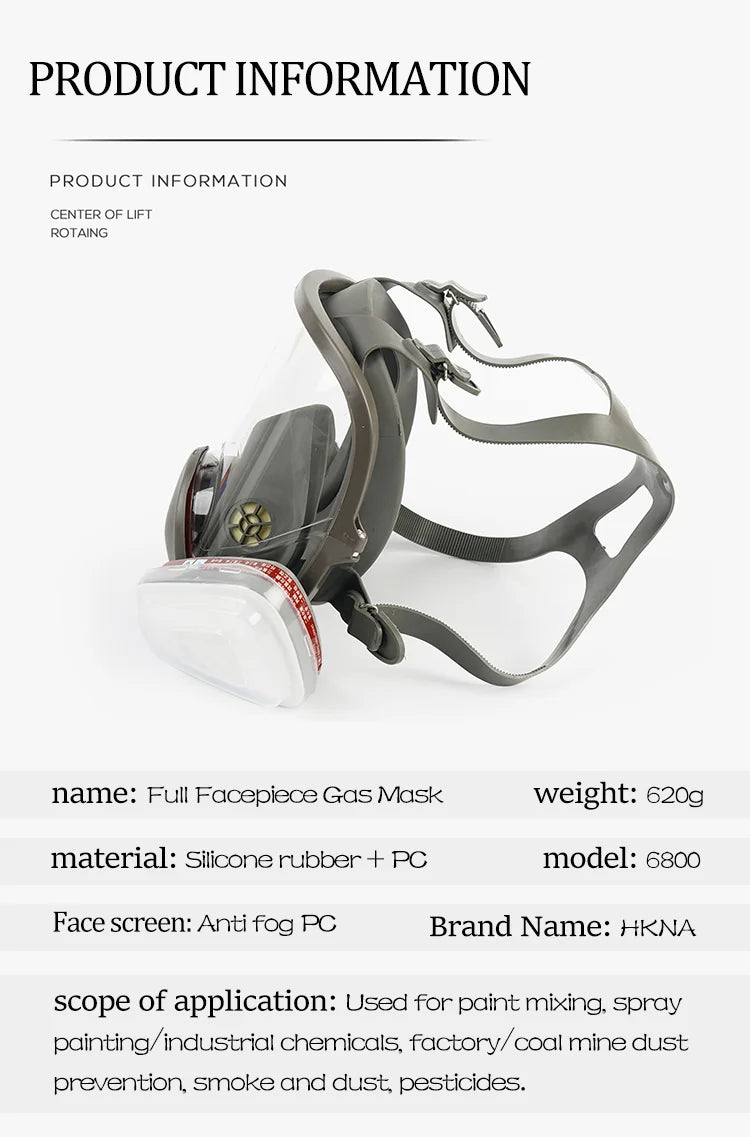 Full Gas Mask 6800: Anti-Fog, Dust Proof & Formaldehyde Protection | Industrial Safety - 1 Pc