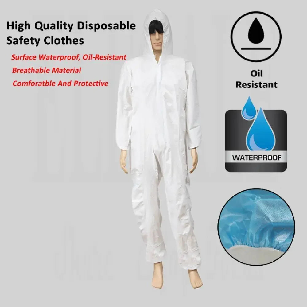 Disposable Breathable Overall Jumpsuit - Dustproof, Water & Oil Resistant, Anti Dust