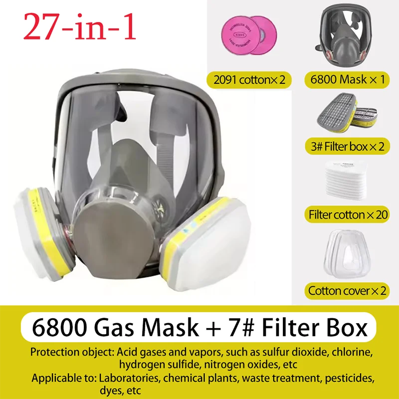Full Gas Mask 6800: Anti-Fog, Dust Proof & Formaldehyde Protection | Industrial Safety - 1 Pc