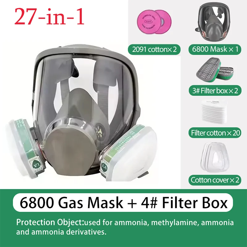 Full Gas Mask 6800: Anti-Fog, Dust Proof & Formaldehyde Protection | Industrial Safety - 1 Pc