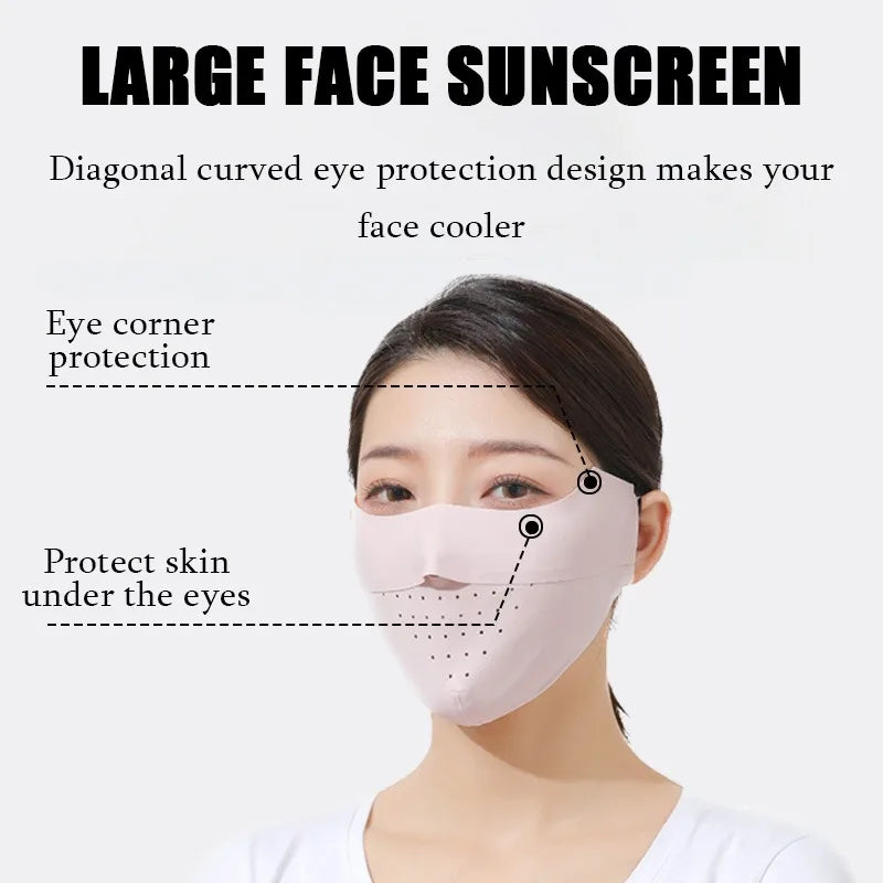Summer Ice Silk Face Mask UPF50+ UV Sun Protection - Adjustable Breathable Mask For Outdoor / Running / Cycling / Sports - Unisex