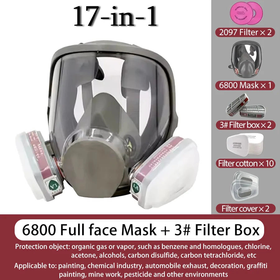 Full Gas Mask 6800: Anti-Fog, Dust Proof & Formaldehyde Protection | Industrial Safety - 1 Pc