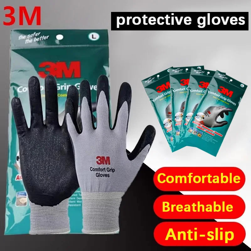 3M Protective Industrial Gloves Wear-resistant, non-slip Work Gloves, Nitrile Coated for Safety Protection
