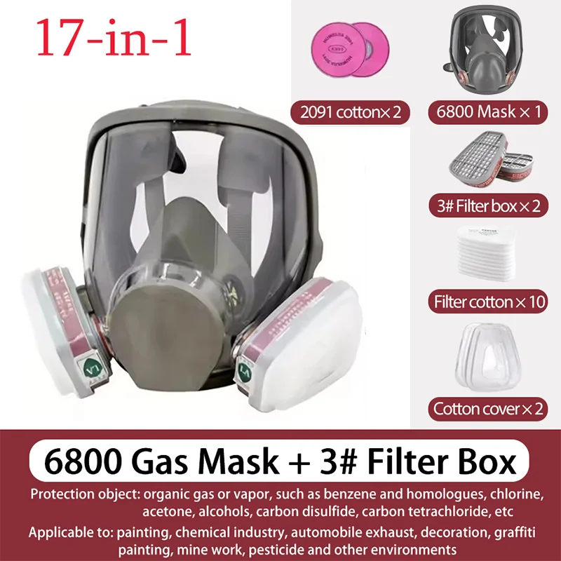 Full Gas Mask 6800: Anti-Fog, Dust Proof & Formaldehyde Protection | Industrial Safety - 1 Pc