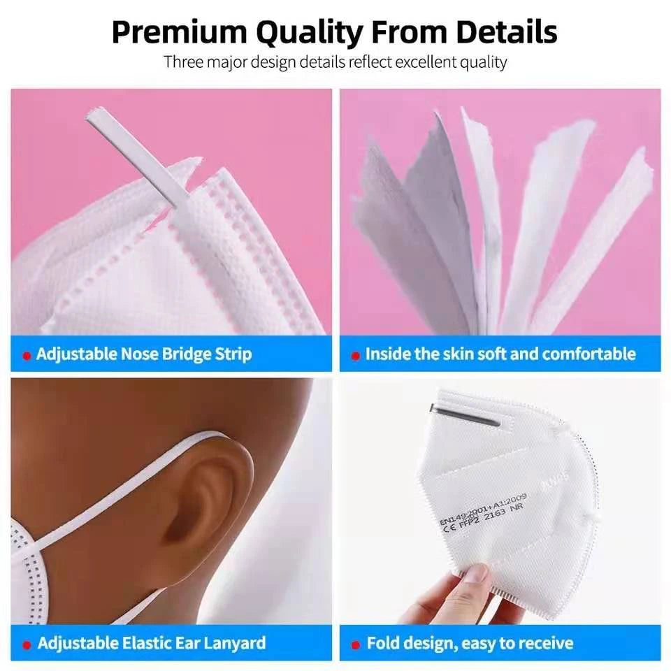 5 Layers KN95 Adult Reusable FFP2 Face Mask - 10-100 Pcs