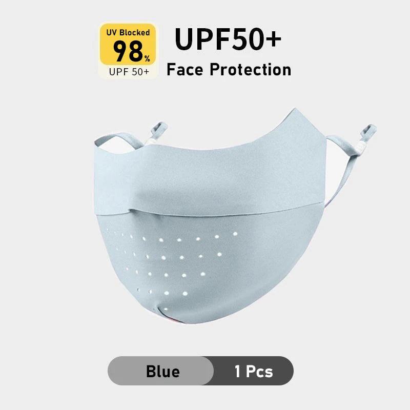 Summer Ice Silk Face Mask UPF50+ UV Sun Protection - Adjustable Breathable Mask For Outdoor / Running / Cycling / Sports - Unisex