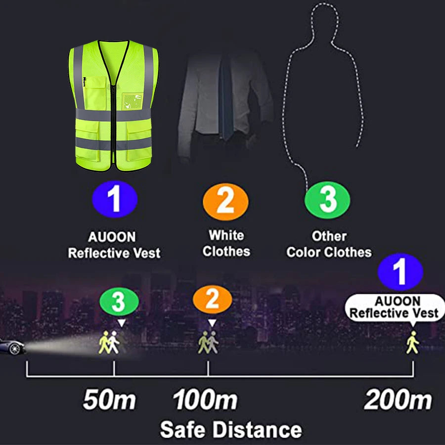 Safety High Visibility Vest Adjustable: Security Vests, Traffic Night, Outdoor