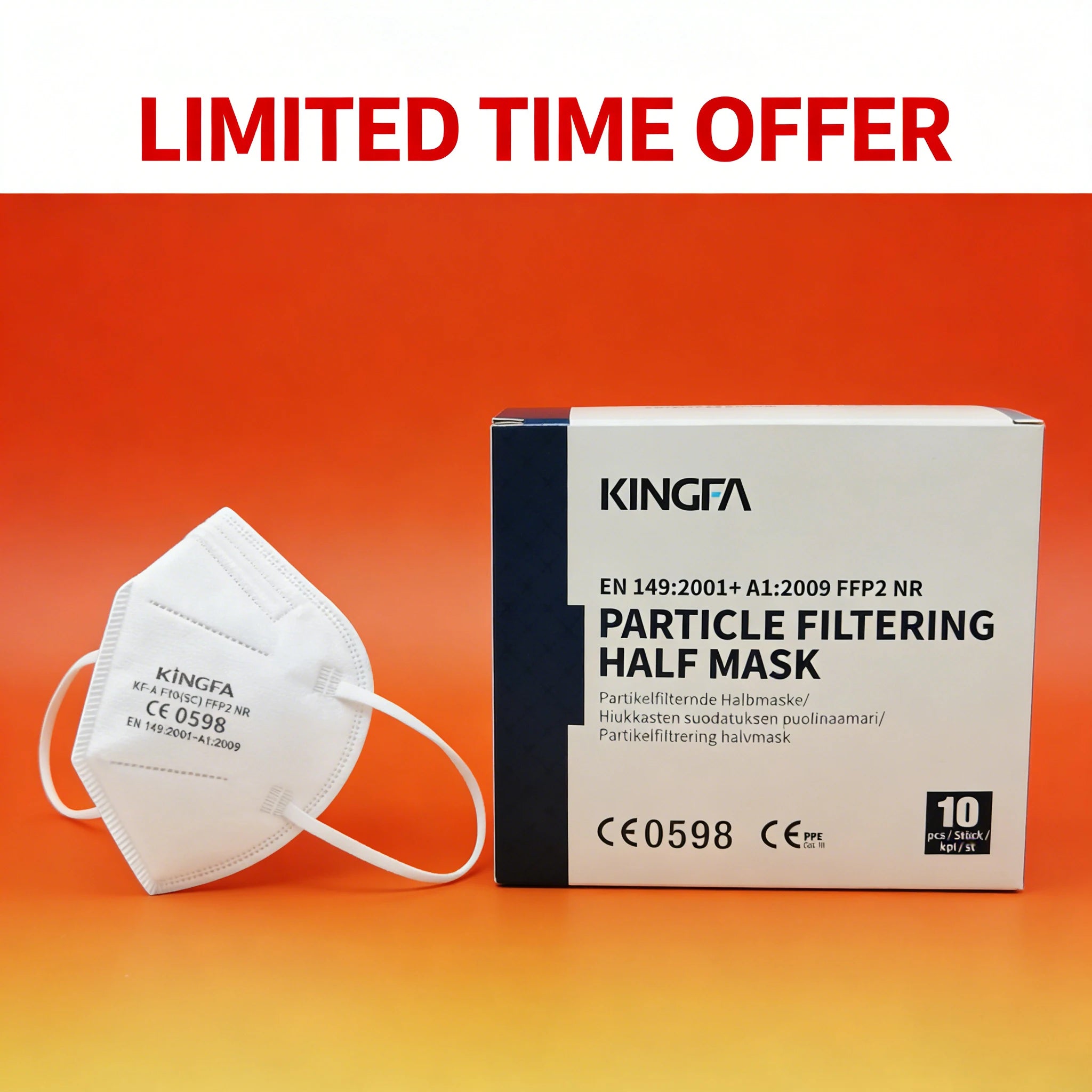 5 Layers KN95 Adult Reusable FFP2 Face Mask - 10-100 Pcs