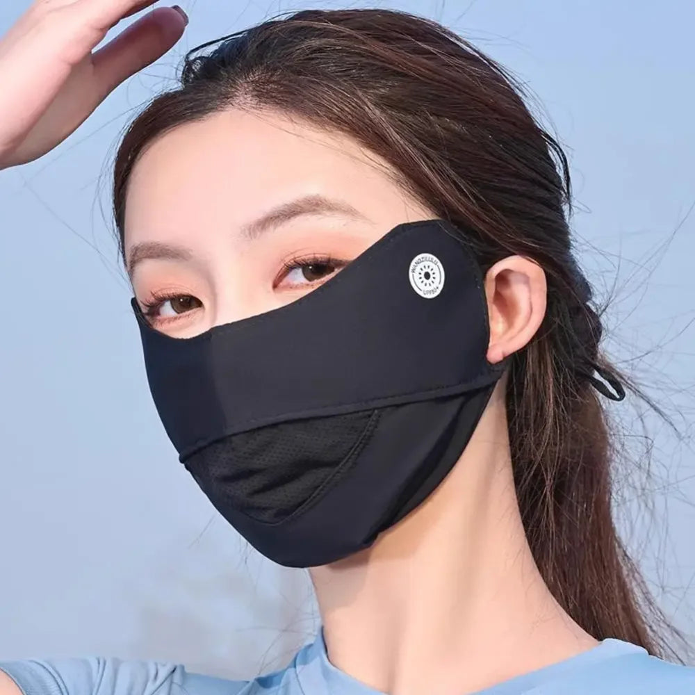 Ice Silk UPF50+ Face Mask - Thin Breathable Mesh Summer Outdoor Adjustable Anti-UV Sport Mask - 1 Pc