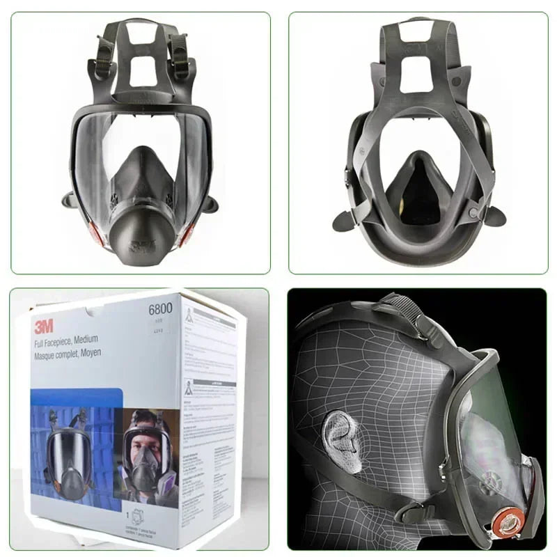 3M 6800 Respirator Full Gas Mask - Industry Chemical, Painting, Spraying, Safety Work, Filter Dust - 1 Pc