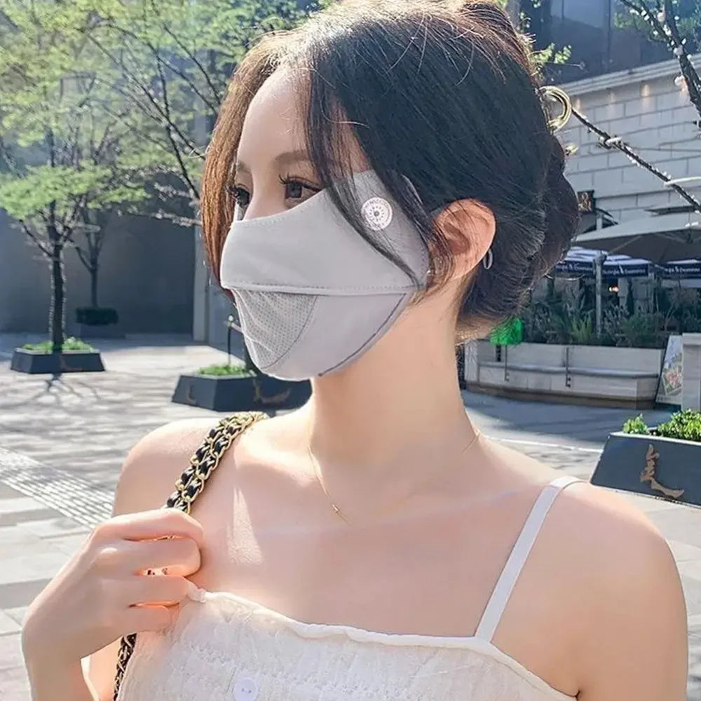 Ice Silk UPF50+ Face Mask - Thin Breathable Mesh Summer Outdoor Adjustable Anti-UV Sport Mask - 1 Pc