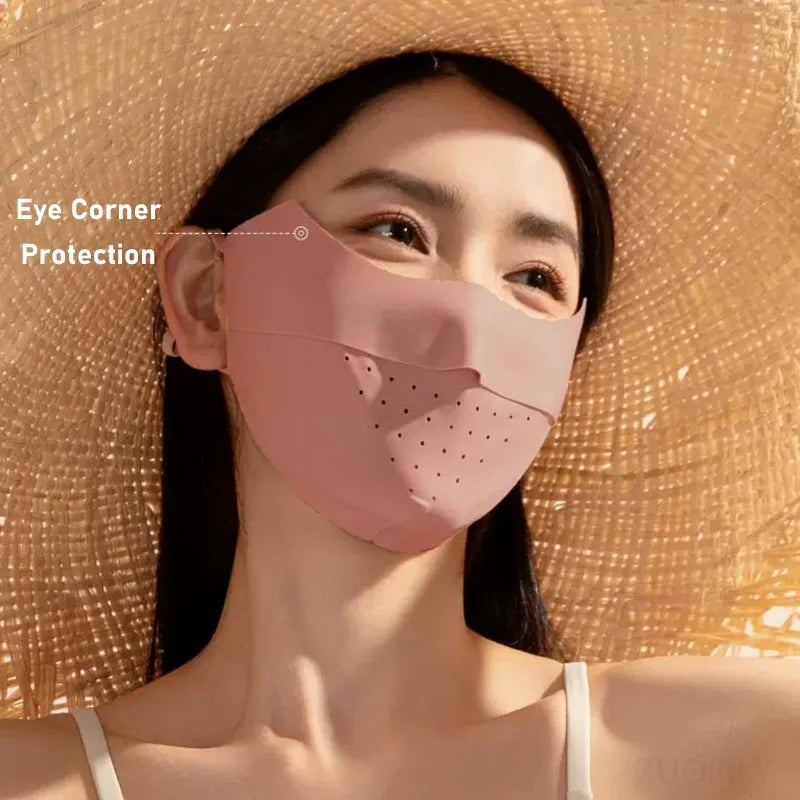 Summer Ice Silk Face Mask UPF50+ UV Sun Protection - Adjustable Breathable Mask For Outdoor / Running / Cycling / Sports - Unisex