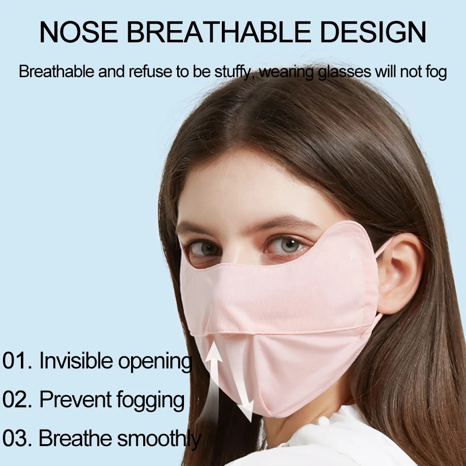 UPF50+ UV Sun Protection Ice Silk Face Mask - Adjustable Breathable Mask for Cycling, Running, Sports, Outdoor - Unisex