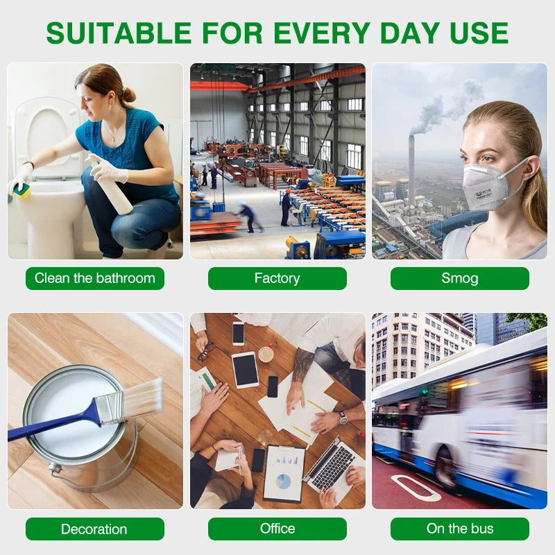 POWECOM KN95 Mask with Activated Carbon and Breathing Valve - 6 Layers Protection, Anti-dust, Reusable (10/20/30/60 Pcs)