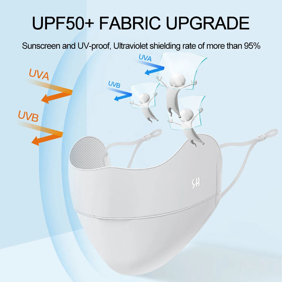 UPF50+ UV Sun Protection Ice Silk Face Mask - Adjustable Breathable Mask for Cycling, Running, Sports, Outdoor - Unisex