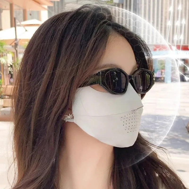 Summer Ice Silk Face Mask UPF50+ UV Sun Protection - Adjustable Breathable Mask For Outdoor / Running / Cycling / Sports - Unisex