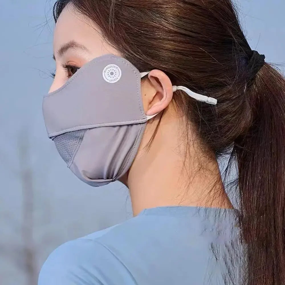 Ice Silk UPF50+ Face Mask - Thin Breathable Mesh Summer Outdoor Adjustable Anti-UV Sport Mask - 1 Pc
