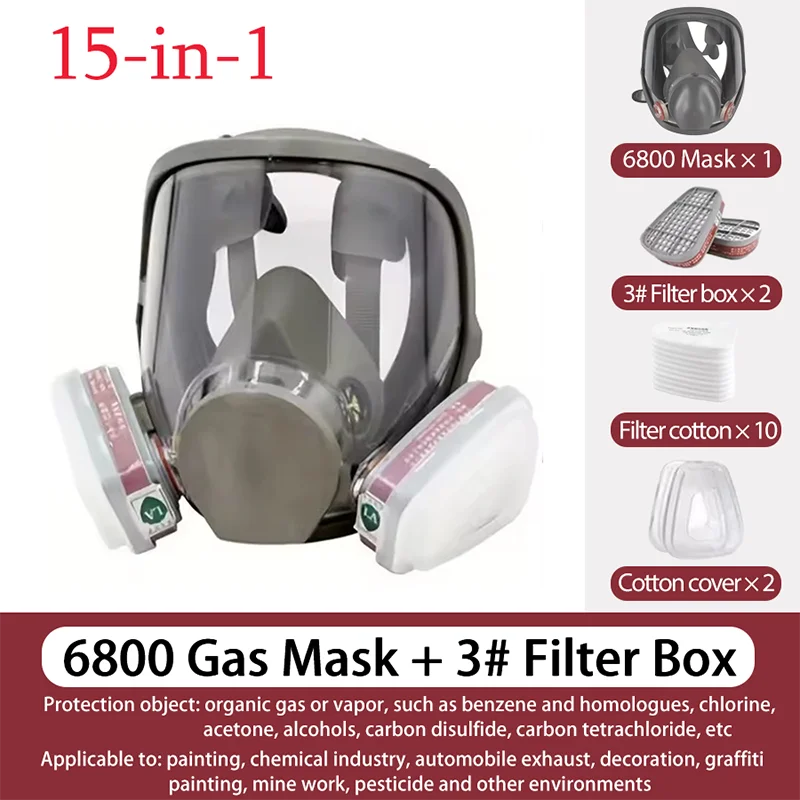 Full Gas Mask 6800: Anti-Fog, Dust Proof & Formaldehyde Protection | Industrial Safety - 1 Pc