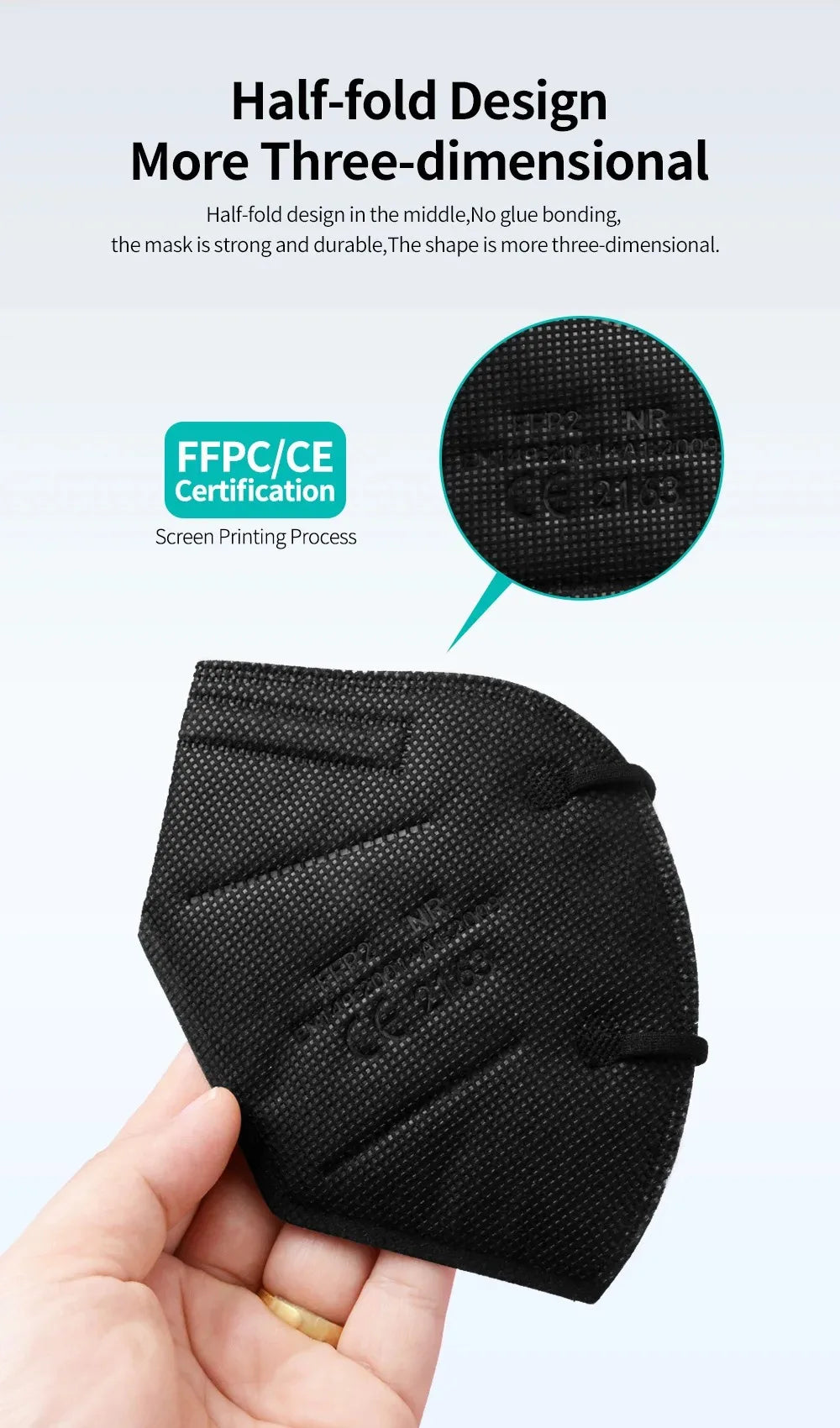 Disposable KN95 Face Masks 5 Layers FFP2 CE Approved - 50/100/200 Pcs