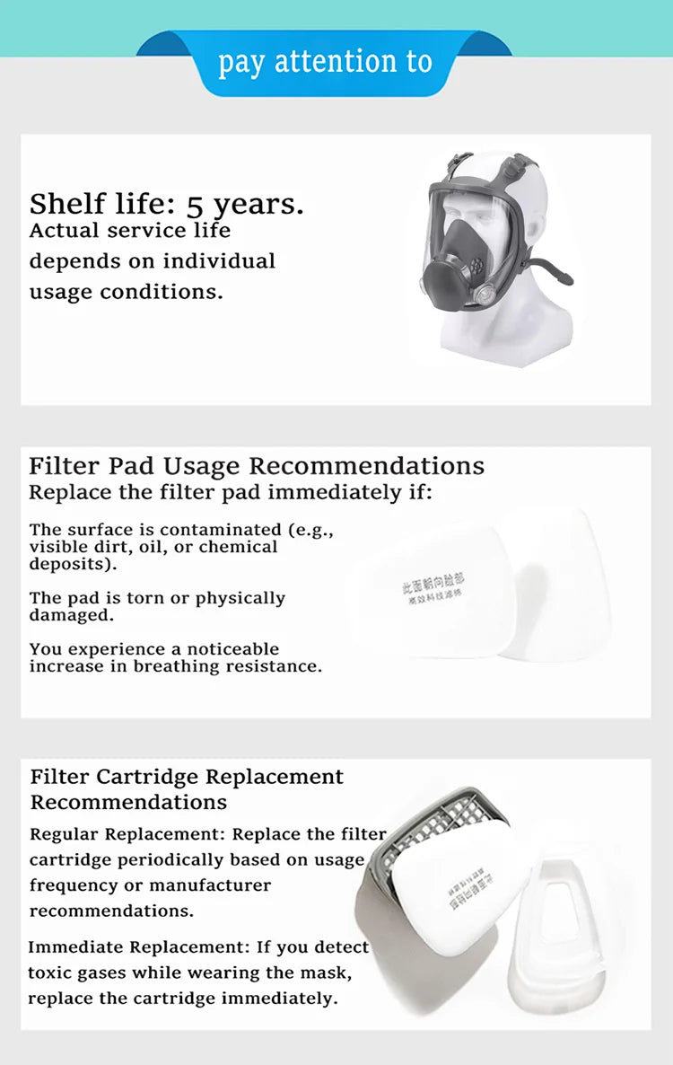 Full Gas Mask 6800: Anti-Fog, Dust Proof & Formaldehyde Protection | Industrial Safety - 1 Pc