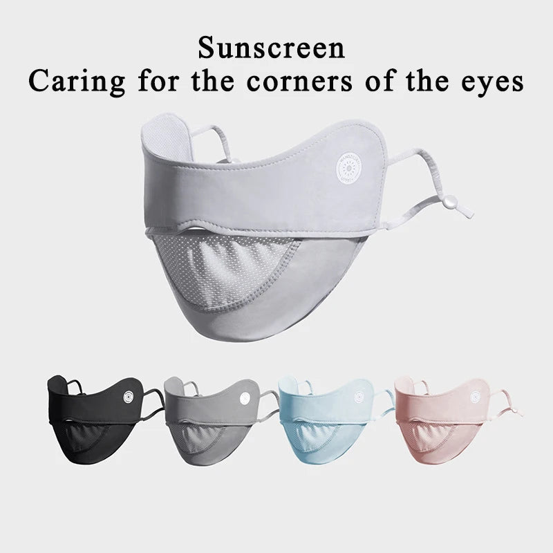 Ice Silk UPF50+ Face Mask - Thin Breathable Mesh Summer Outdoor Adjustable Anti-UV Sport Mask - 1 Pc