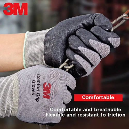 3M Protective Industrial Gloves Wear-resistant, non-slip Work Gloves, Nitrile Coated for Safety Protection