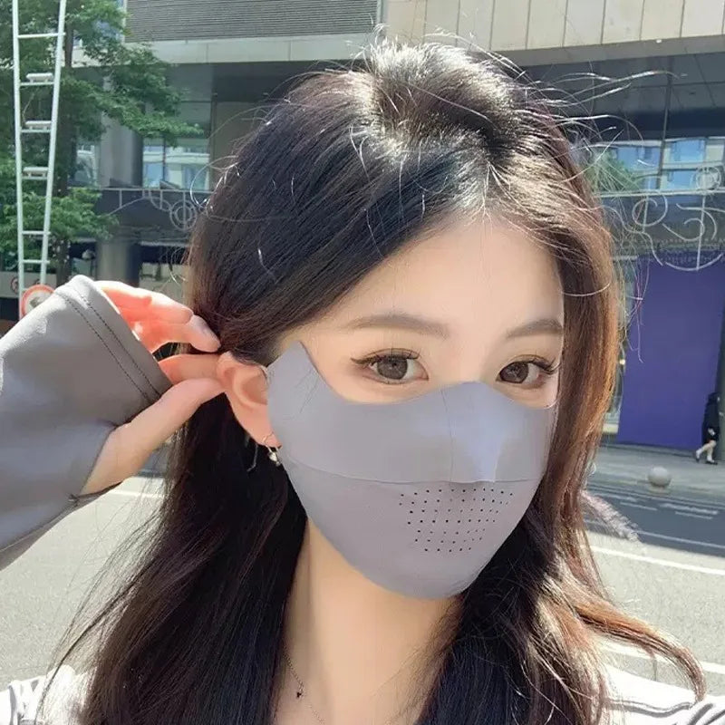 Summer Ice Silk Face Mask UPF50+ UV Sun Protection - Adjustable Breathable Mask For Outdoor / Running / Cycling / Sports - Unisex
