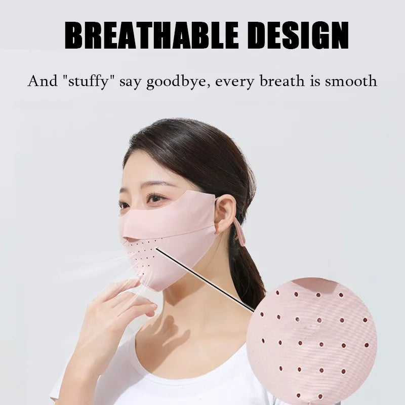 Summer Ice Silk Face Mask UPF50+ UV Sun Protection - Adjustable Breathable Mask For Outdoor / Running / Cycling / Sports - Unisex