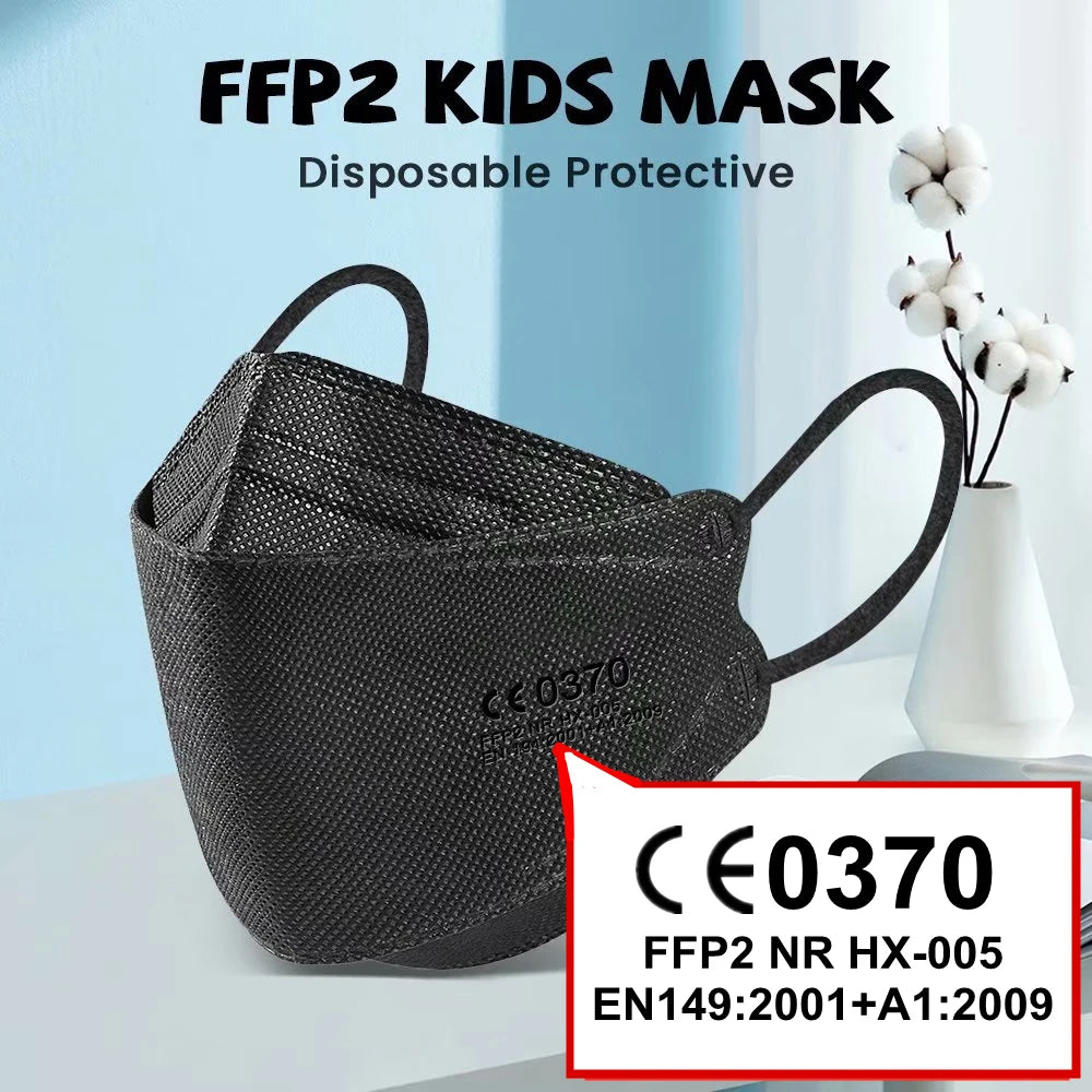 Kids KN95 Face Mask FFP2 4 Layers (Fit 6-14 Years) - 50/100/200 Pcs