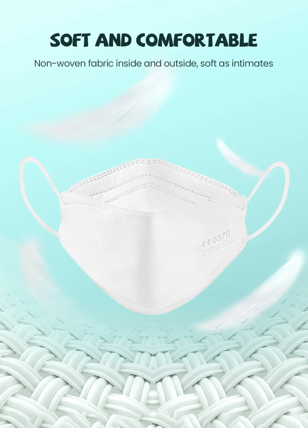 Kids KN95 Face Mask FFP2 4 Layers (Fit 6-14 Years) - 50/100/200 Pcs